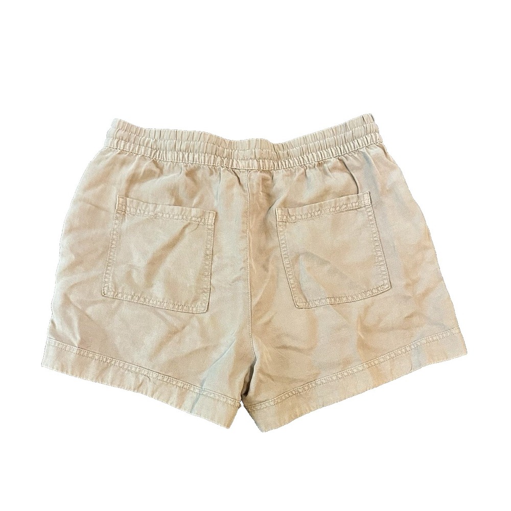 C&C California Linen Lyocell Blend Pull On Womens Shorts L Beige Coastal Casual